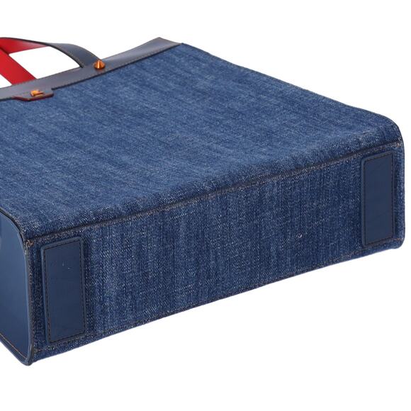 Christian Louboutin Louis Tote Bag Navy Denim Rubber Leather - Picture 6 of 7